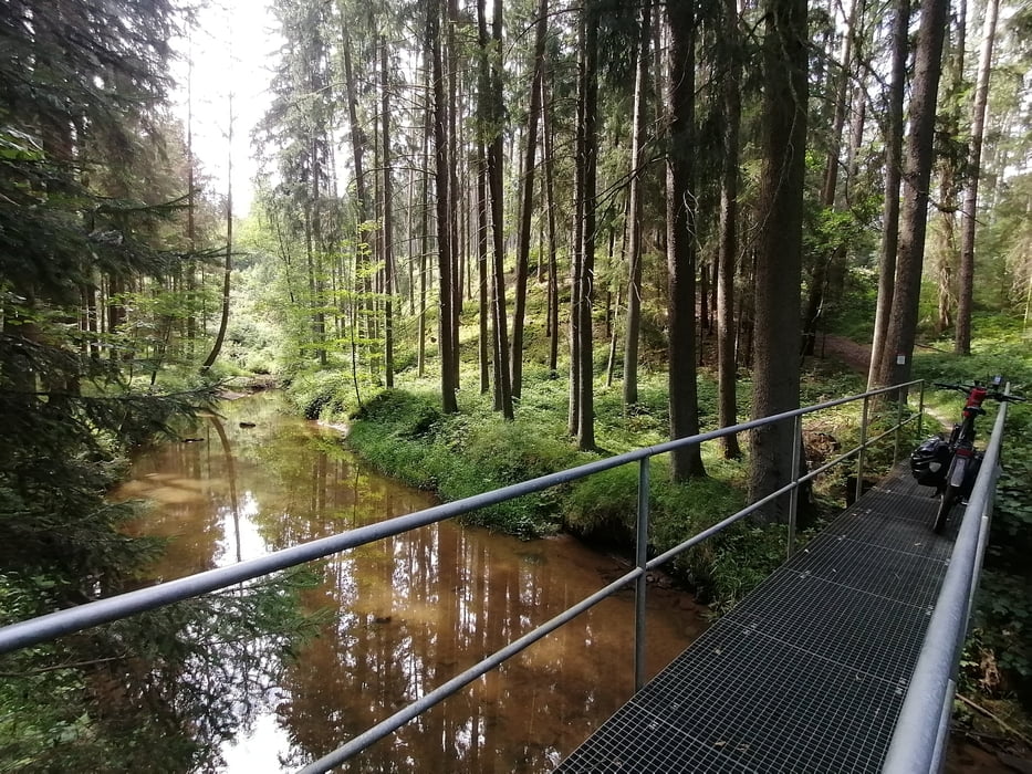 649. Oberpfalz, Vom Kalvarienberg (643.5m) ein Stück dem Roten Main gefolgt