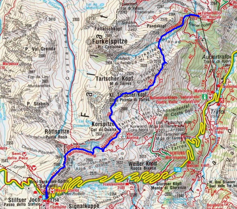 Wandern: Goldseeweg vom Stilfser Joch zur Furkelhütte (Tour 63924)